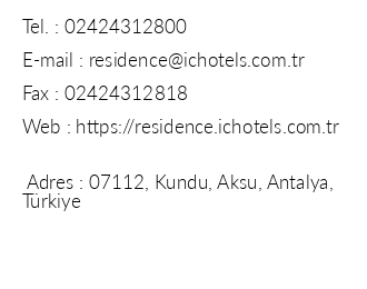 Ic Hotels Residence iletiim bilgileri